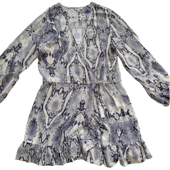 Blue Island Beach Blue Ivory Long Sleeve Tassel Tie Swimsuit Coverup Dress Small - Picture 6 of 12